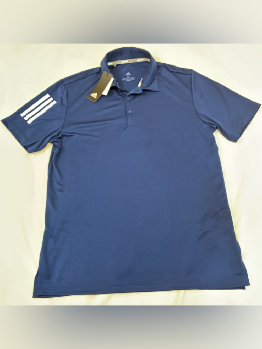Adidas Men's 3-Stripe Basic Polo Shirt Navy Blue White FS5214 Size Medium NWT
